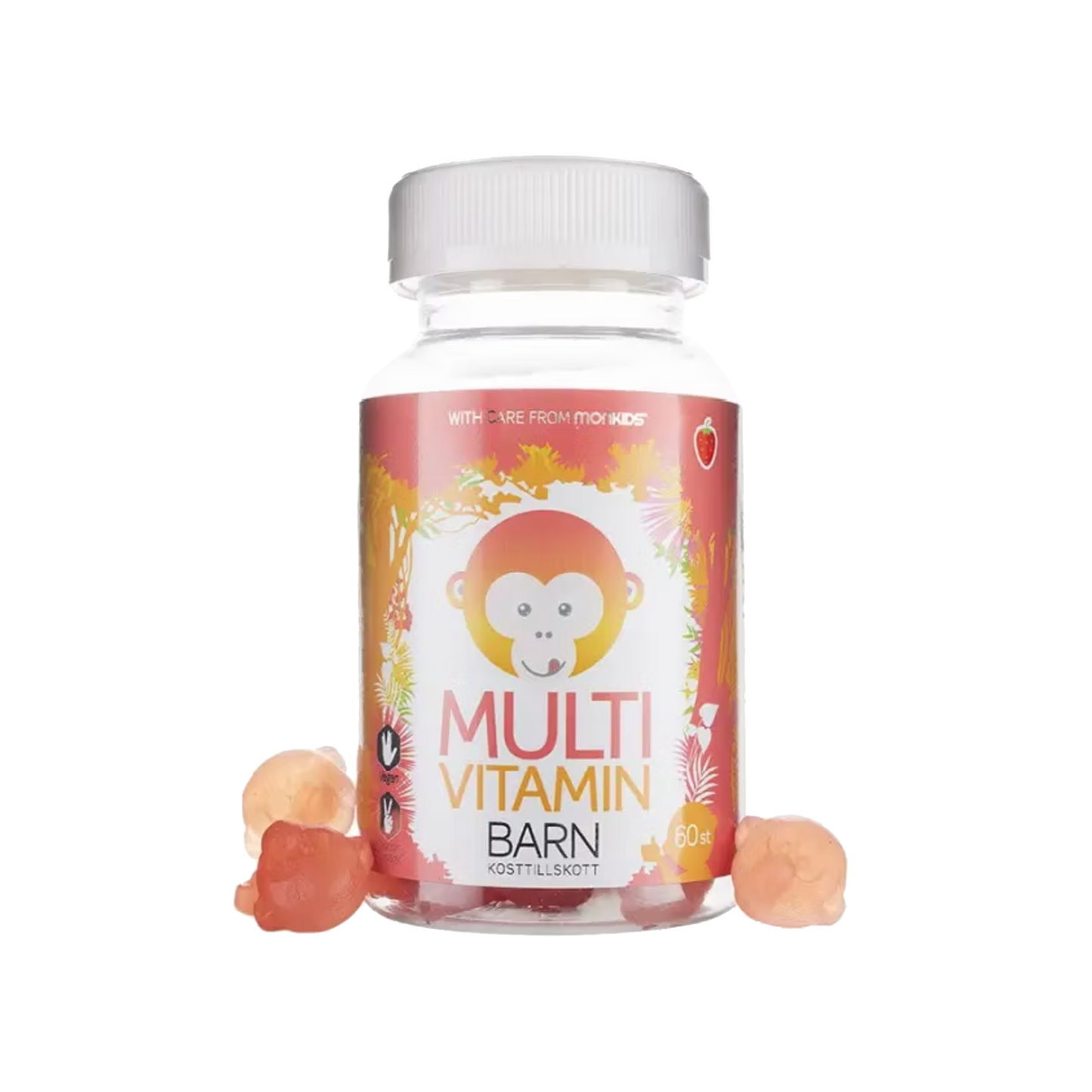 「Monkids Multivitamin Strawberry Baby」60 tabletter