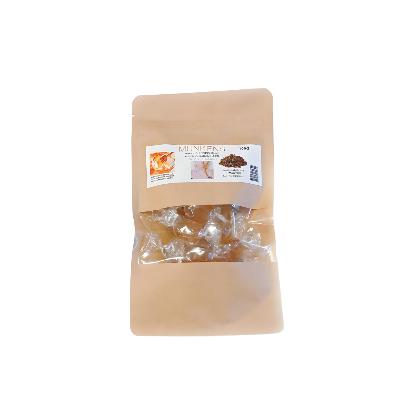 「Munkens Honey Propolis & Menthol Caramels」20 tabletes