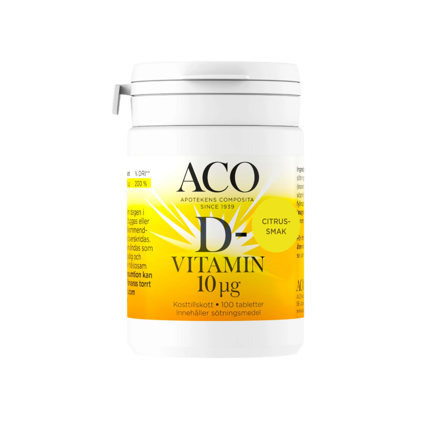 ACO Vitamin D 10µg Citrusmak 100 tabletter