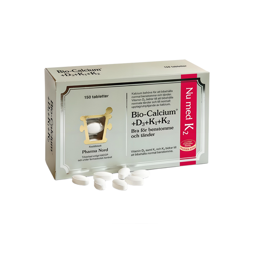 「Pharma Nord Bio-Kalcium+D3+K1+K2」150 tabletter
